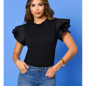 Blusa Negra Manga Volante