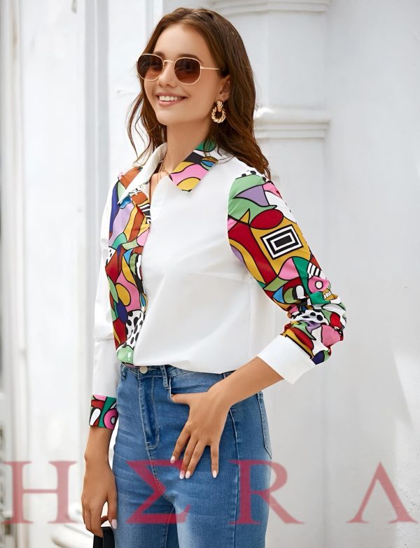 Polka Dot & Geo Print Button Front Shirt - Imagen 5