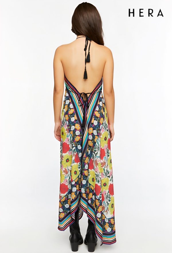 Reworked Floral Striped Halter Midi Dress - Imagen 3